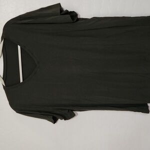 Dark Green V-Neck Short Sleeve Top